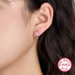 1 Pair Luxurious Heart Shape Plating Inlay Sterling Silver Zircon White Gold Plated Ear Studs -Cheap Jewelry Store 1679328225114853376