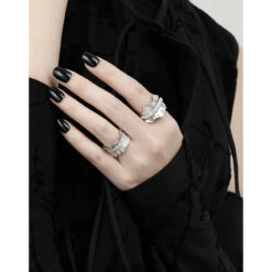 Casual Solid Color Sterling Silver Plating Inlay Zircon Open Rings -Cheap Jewelry Store 1679677967556546560