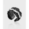 Original Design Retro Color Block Sterling Silver Pleated Open Rings -Cheap Jewelry Store 1679678100591480832