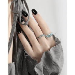 Original Design Color Block Sterling Silver Plating Open Rings -Cheap Jewelry Store 1679678297790877696