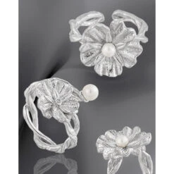 Lady Flower Sterling Silver Plating Open Rings -Cheap Jewelry Store 1679678298868813824