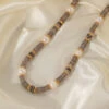 Vintage Style Simple Style Roman Style Solid Color Spotted Stone Freshwater Pearl Copper Beaded Necklace -Cheap Jewelry Store 1680104377009967104