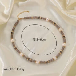 Vintage Style Simple Style Roman Style Solid Color Spotted Stone Freshwater Pearl Copper Beaded Necklace -Cheap Jewelry Store 1680104377232265216