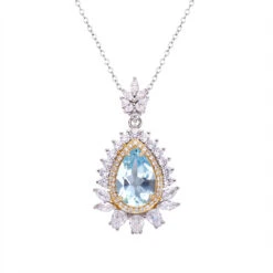 Vintage Style Water Droplets Sterling Silver Inlay Artificial Gemstones Pendant Necklace -Cheap Jewelry Store 1680119167442882560