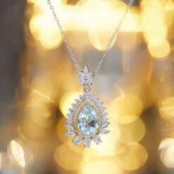 Vintage Style Water Droplets Sterling Silver Inlay Artificial Gemstones Pendant Necklace -Cheap Jewelry Store 1680119196891090944