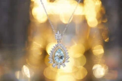 Vintage Style Water Droplets Sterling Silver Inlay Artificial Gemstones Pendant Necklace -Cheap Jewelry Store 1680119227559841792