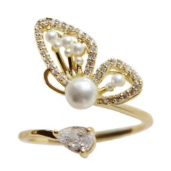 Simple Style Butterfly Sterling Silver Inlay Zircon Open Rings -Cheap Jewelry Store 1680127976559218688