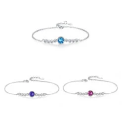 Simple Style Round Sterling Silver Inlay Crystal Bracelets -Cheap Jewelry Store 1680129247194255360