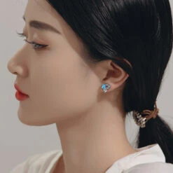 1 Pair Simple Style Wings Inlay Sterling Silver Crystal Ear Studs -Cheap Jewelry Store 1680130047018668032