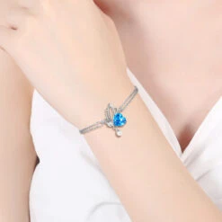 Simple Style Butterfly Sterling Silver Inlay Crystal Bracelets -Cheap Jewelry Store 1680130451974524928