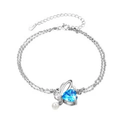 Simple Style Butterfly Sterling Silver Inlay Crystal Bracelets -Cheap Jewelry Store 1680130555141820416