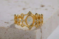 Simple Style Oval Sterling Silver Inlay Gem Open Rings -Cheap Jewelry Store 1680745040986640384