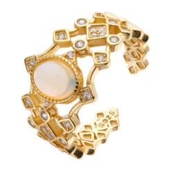 Simple Style Oval Sterling Silver Inlay Gem Open Rings -Cheap Jewelry Store 1680745042823745536