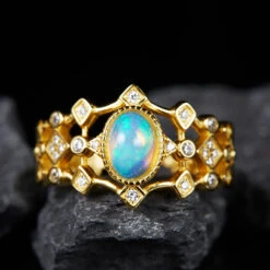 Simple Style Oval Sterling Silver Inlay Gem Open Rings -Cheap Jewelry Store 1680745044002344960 1