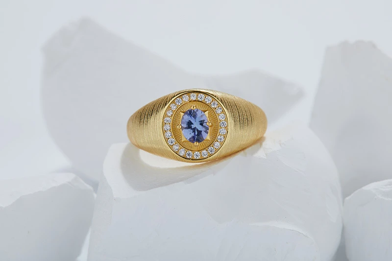 Simple Style Round Sterling Silver Inlay Tanzanite Open Rings 7 Simple Style Round Sterling Silver Inlay Tanzanite Open Rings - Image 5