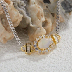 Simple Style Round Sterling Silver Inlay Gem Necklace -Cheap Jewelry Store 1680745968477278208