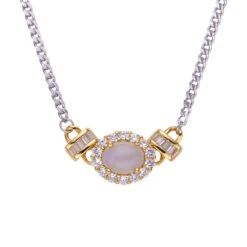 Simple Style Round Sterling Silver Inlay Gem Necklace -Cheap Jewelry Store 1680745977595695104