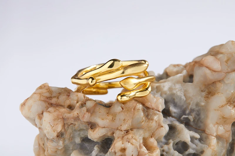 Commute Solid Color Sterling Silver Irregular Plating Gold Plated Open Rings 7 Commute Solid Color Sterling Silver Irregular Plating Gold Plated Open Rings - Image 5
