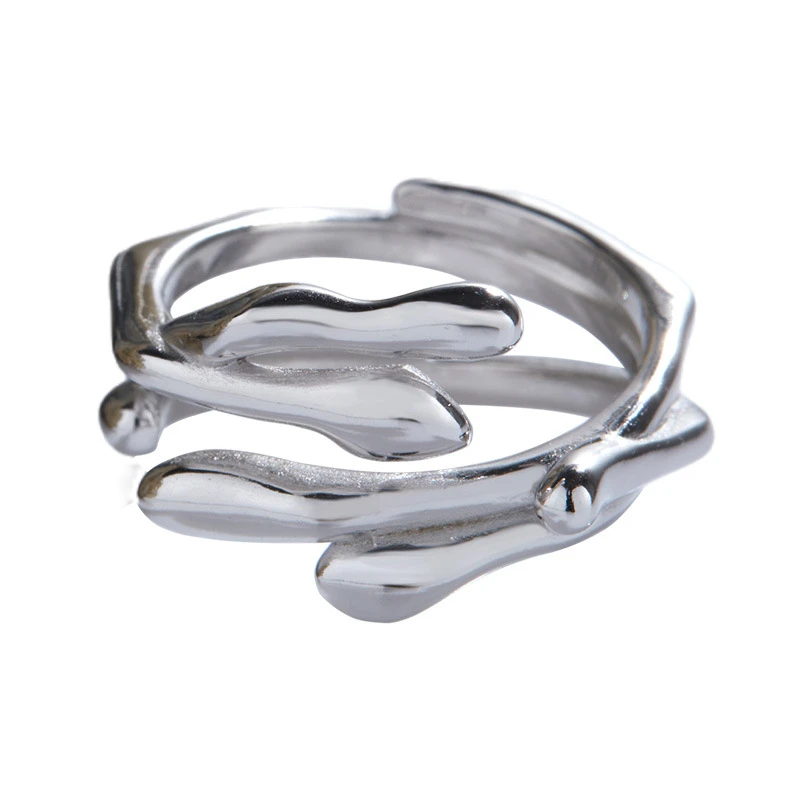 Commute Solid Color Sterling Silver Irregular Plating Gold Plated Open Rings 6 Commute Solid Color Sterling Silver Irregular Plating Gold Plated Open Rings - Image 4