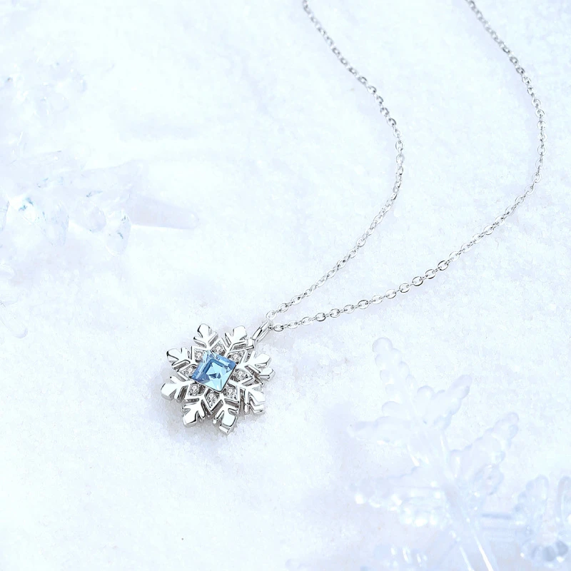 Simple Style Snowflake Sterling Silver Inlay Crystal Pendant Necklace 6 Simple Style Snowflake Sterling Silver Inlay Crystal Pendant Necklace - Image 4