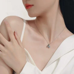 Simple Style Heart Shape Sterling Silver Inlay Crystal Pendant Necklace -Cheap Jewelry Store 1680747123785732096