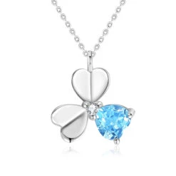 Simple Style Heart Shape Sterling Silver Inlay Crystal Pendant Necklace -Cheap Jewelry Store 1680747136670633984