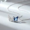 Simple Style Butterfly Sterling Silver Inlay Crystal Pendant Necklace -Cheap Jewelry Store 1680747196812759040