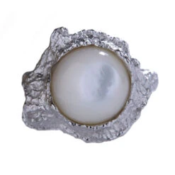 Commute Round Sterling Silver Irregular Inlay Fritillary Rings -Cheap Jewelry Store 1680747399368282112