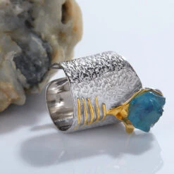 Simple Style Heart Shape Sterling Silver Irregular Inlay XL17-3 Aquamarine Rings -Cheap Jewelry Store 1680747839690510336