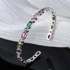 Retro French Style Irregular Sterling Silver Inlay Zircon Cuff Bracelets -Cheap Jewelry Store 1680748916334792704