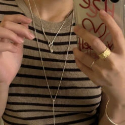 Simple Style Solid Color Sterling Silver Plating Gold Plated Pendant Necklace -Cheap Jewelry Store 1681126379552378880