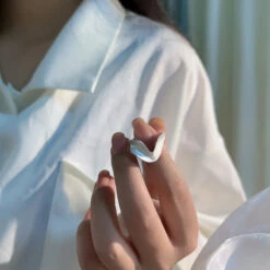 Simple Style Heart Shape Sterling Silver Irregular Polishing Open Rings -Cheap Jewelry Store 1681127214390841344