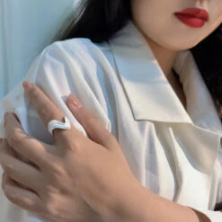 Simple Style Heart Shape Sterling Silver Irregular Polishing Open Rings -Cheap Jewelry Store 1681127215225507840