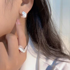 Simple Style Heart Shape Sterling Silver Irregular Polishing Open Rings -Cheap Jewelry Store 1681127216588656640