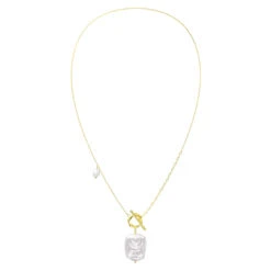 Elegant Square Freshwater Pearl Sterling Silver Toggle Plating 14K Gold Plated Pendant Necklace -Cheap Jewelry Store 1681131387748487168