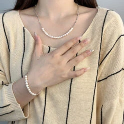 Lady U Shape Freshwater Pearl Sterling Silver Beaded Plating Bracelets -Cheap Jewelry Store 1681499881421803520