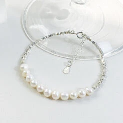 Lady U Shape Freshwater Pearl Sterling Silver Beaded Plating Bracelets -Cheap Jewelry Store 1681499941412933632