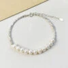 Lady U Shape Freshwater Pearl Sterling Silver Beaded Plating Bracelets -Cheap Jewelry Store 1681499968042569728