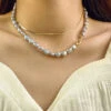 Lady Solid Color Freshwater Pearl Sterling Silver Beaded Plating Necklace -Cheap Jewelry Store 1681500005673865216