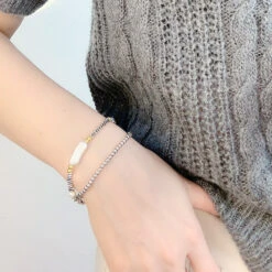 Vacation Irregular Freshwater Pearl Sterling Silver Beaded Plating Bracelets -Cheap Jewelry Store 1681500169218166784