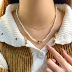 Lady Star Freshwater Pearl Sterling Silver Beaded Plating Necklace -Cheap Jewelry Store 1681500184732897280