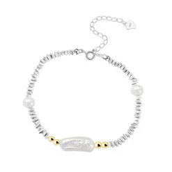 Vacation Irregular Freshwater Pearl Sterling Silver Beaded Plating Bracelets -Cheap Jewelry Store 1681500192588828672