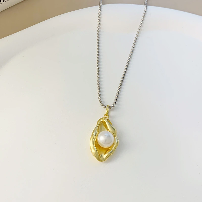 Elegant Geometric Sterling Silver Inlay Artificial Pearls Pendant Necklace 3 Elegant Geometric Sterling Silver Inlay Artificial Pearls Pendant Necklace