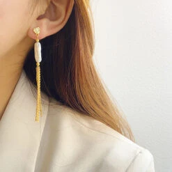 1 Pair Elegant Tassel Heart Shape Plating Freshwater Pearl Sterling Silver Drop Earrings -Cheap Jewelry Store 1681500708718907392