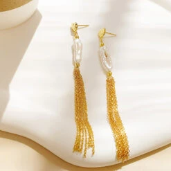 1 Pair Elegant Tassel Heart Shape Plating Freshwater Pearl Sterling Silver Drop Earrings -Cheap Jewelry Store 1681500799030661120 1