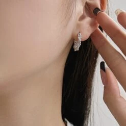 1 Pair Simple Style Irregular Plating Sterling Silver Hoop Earrings -Cheap Jewelry Store 1681840383455268864