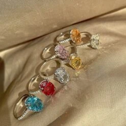 Elegant Glam Oval Sterling Silver Plating Inlay Zircon Rings -Cheap Jewelry Store 1681840496869249024