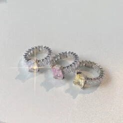 Elegant Square Sterling Silver Plating Inlay Zircon Rings -Cheap Jewelry Store 1681840537730158592