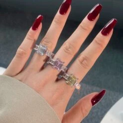 Elegant Square Sterling Silver Plating Inlay Zircon Rings -Cheap Jewelry Store 1681840600720216064