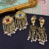 1 Pair Retro French Style Cartoon Character Tassel Eye Inlay Imitation Pearl Alloy Rhinestones Drop Earrings -Cheap Jewelry Store 1681845374685417472